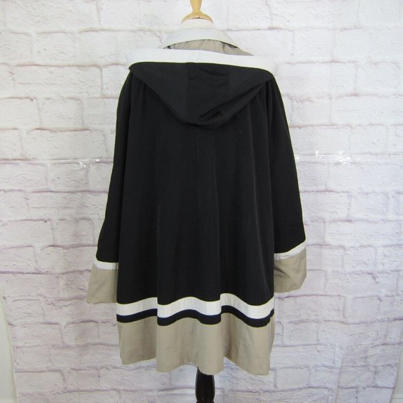 Jones New York Black Tan White Colorblock Zip Swing Hooded Jacket size 3X - Picture 7 of 11